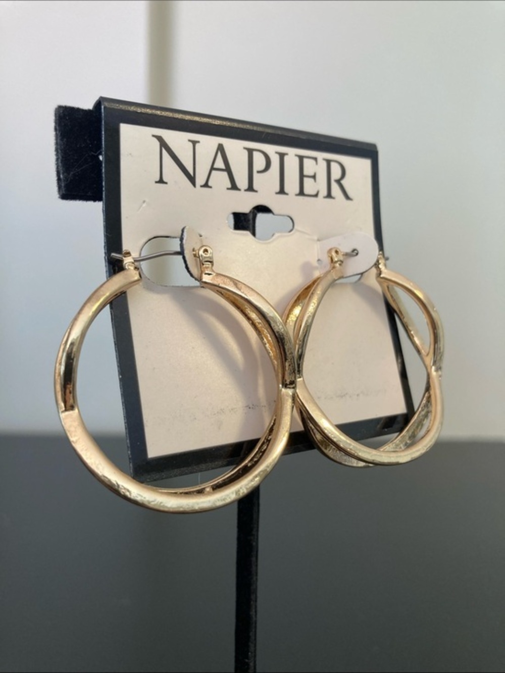 Napier Gold-Tone Double Twisted Hoop Earrings